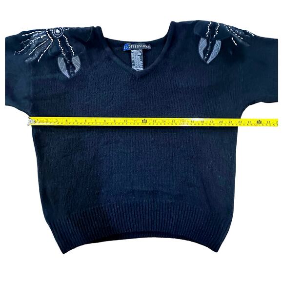 VTG 90's IB Diffusion Women's SZ S Embellished Sweater-Silk Angora Lambs Wool - Picture 12 of 16